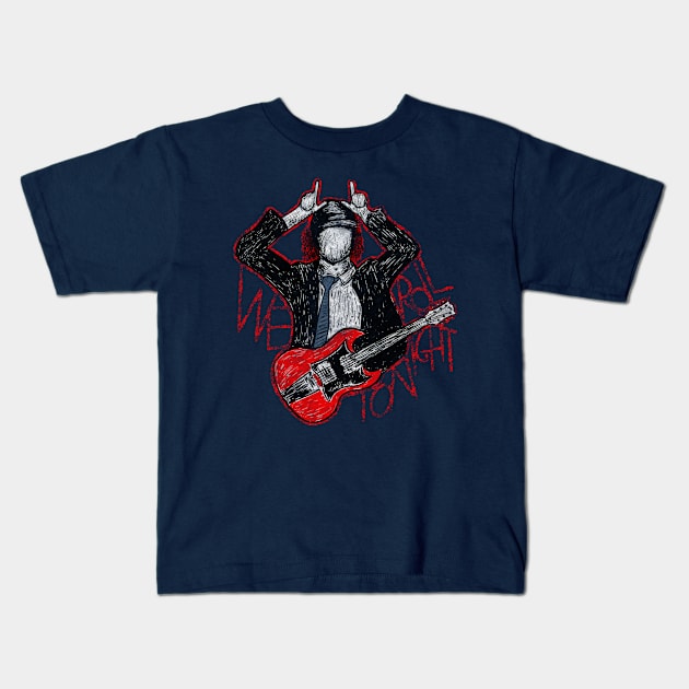 AC/DC Angus Young Rock Band Kids T-Shirt by Jamie Collins